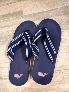Vineyard Vines Navy Whale Flip Flops